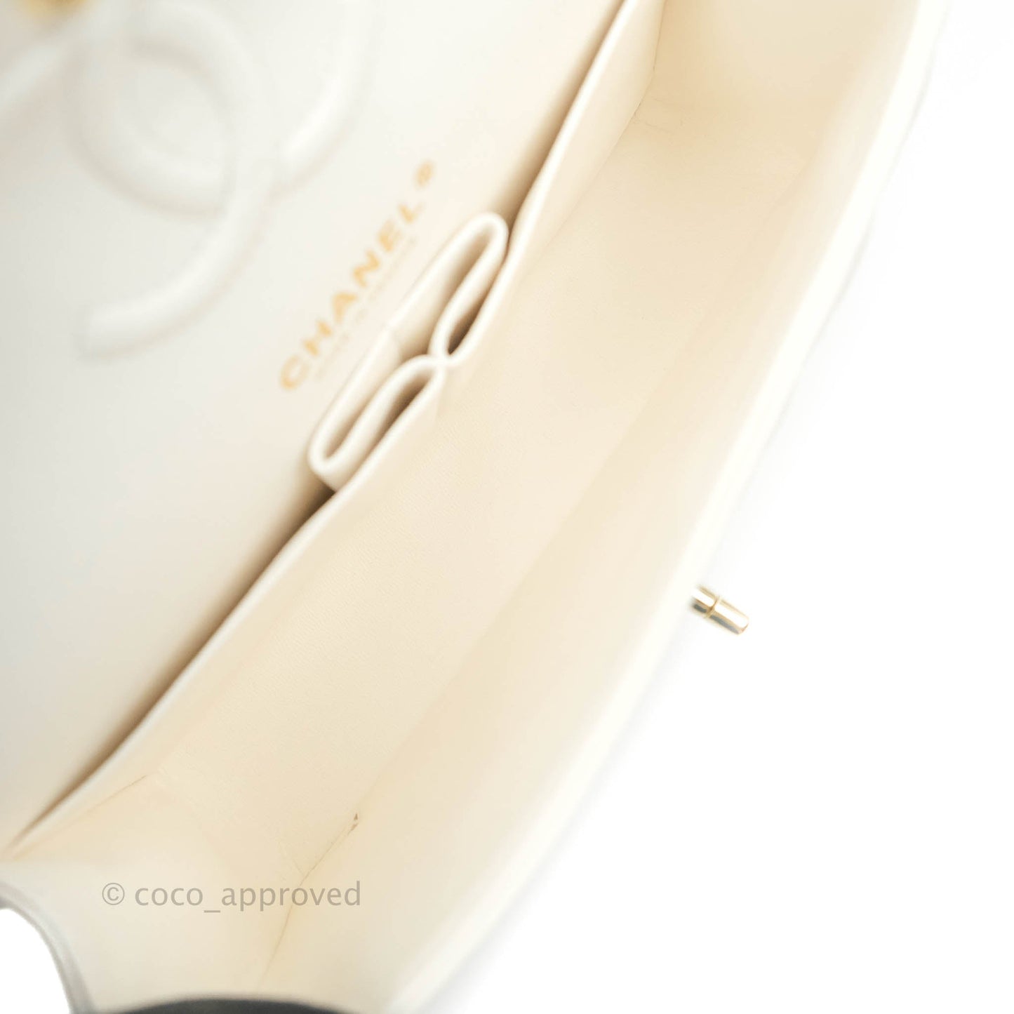 Chanel Classic Small S/M Flap White Caviar Gold Hardware