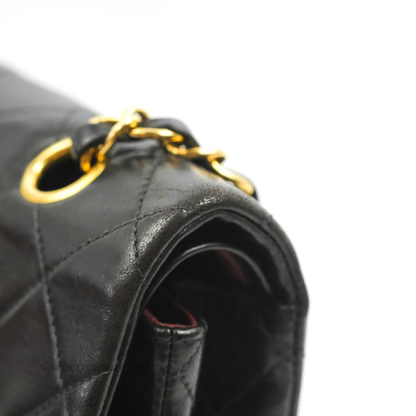 Chanel Vintage M/L Medium Double Flap Bag Black Lambskin 24K Gold Hardware