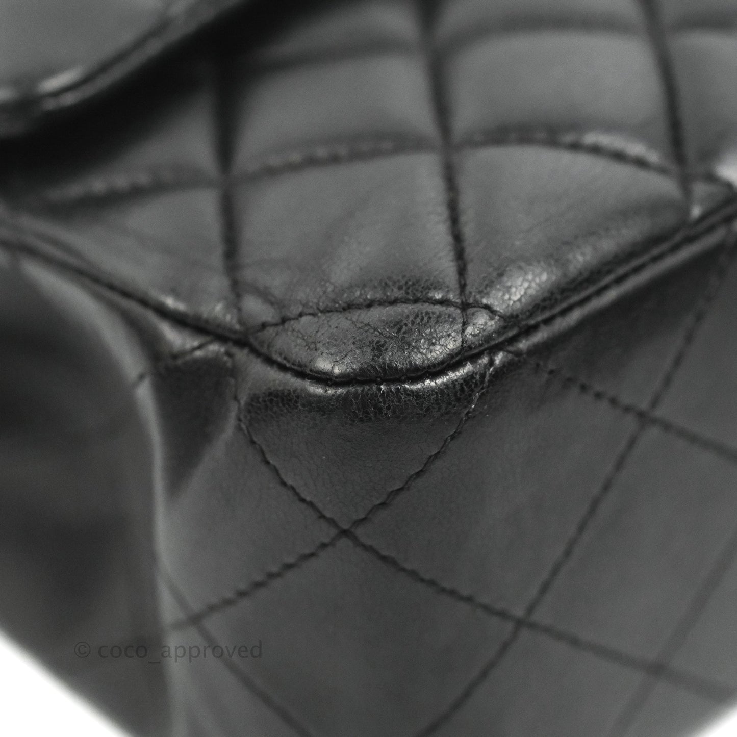 Chanel Classic M/L Medium Flap Quilted Black Lambskin Silver Hardware