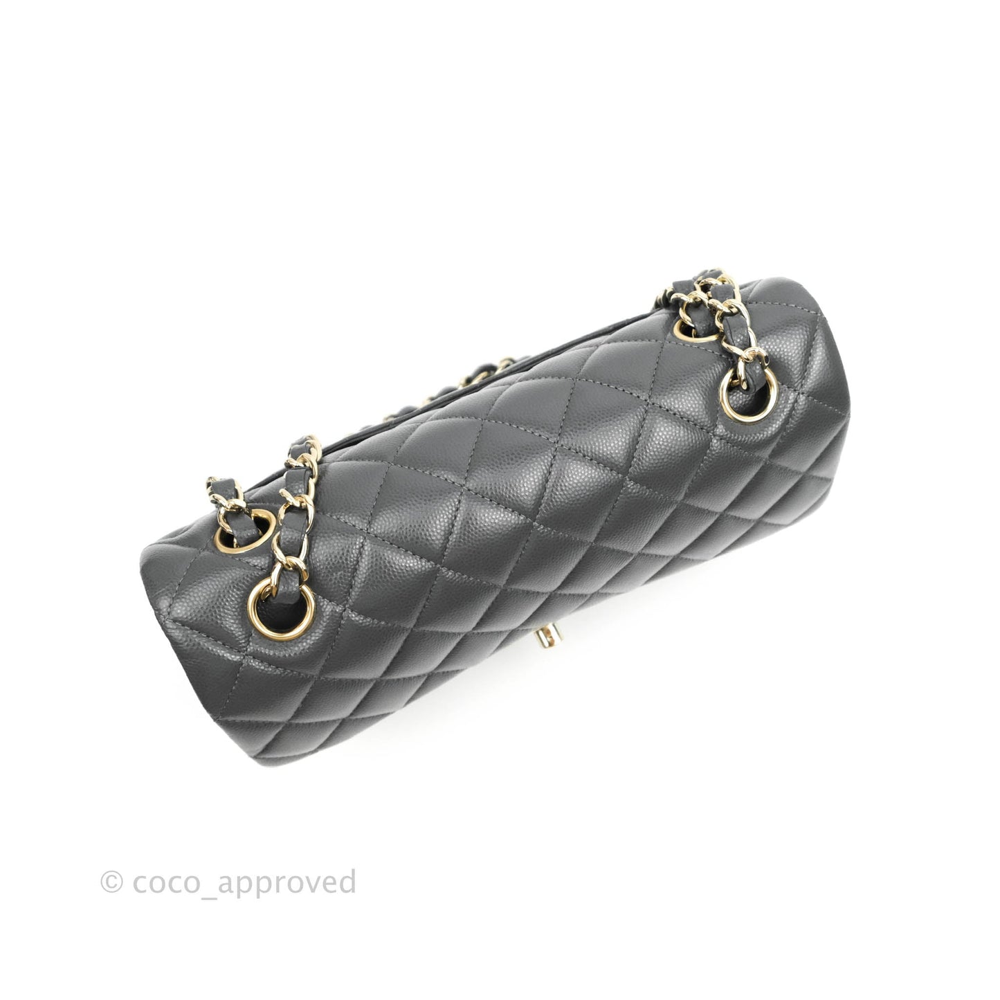 Chanel Classic Small S/M Flap Dark Grey Caviar Gold Hardware 21B
