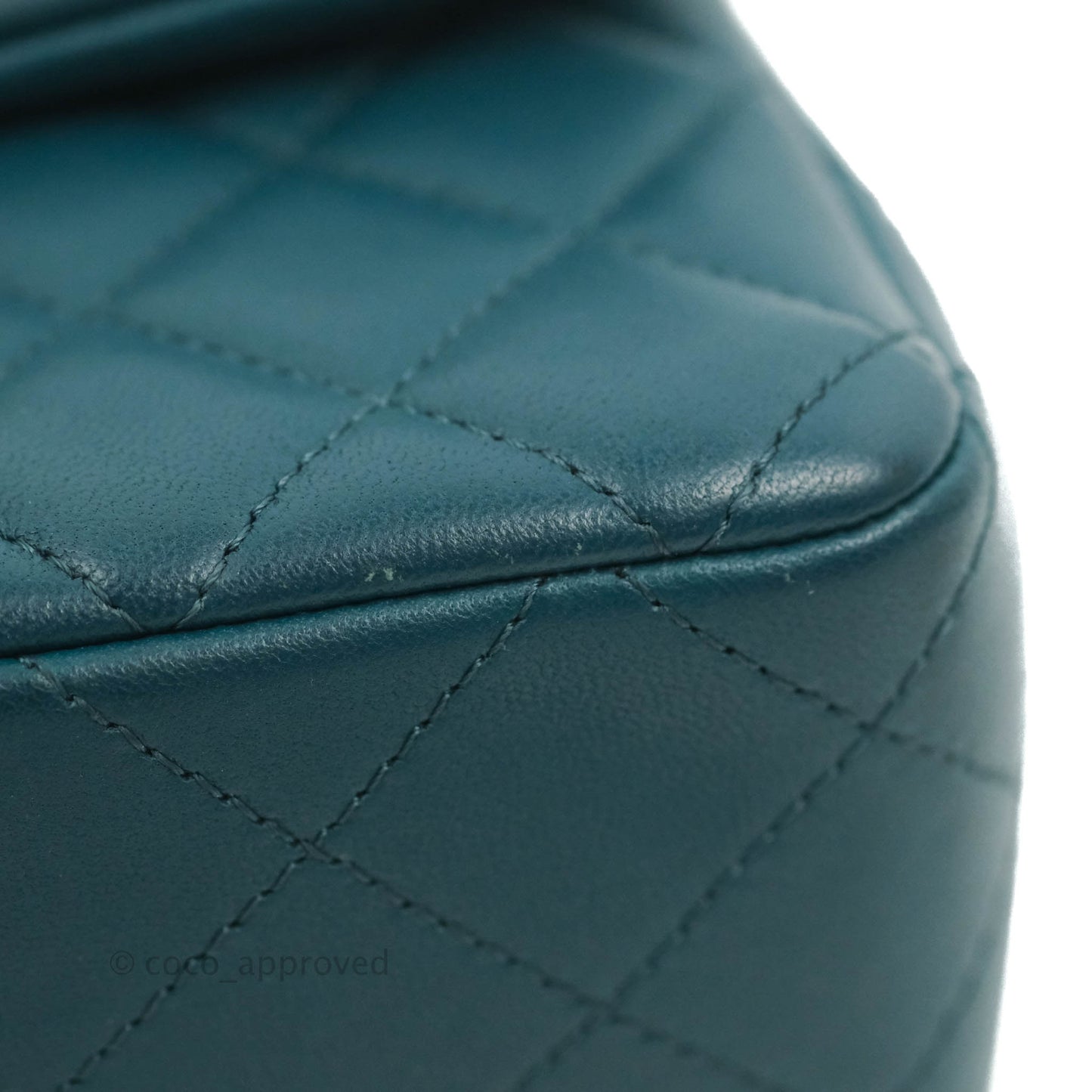 Chanel Quilted Mini Rectangular Flap Teal Lambskin Silver Hardware