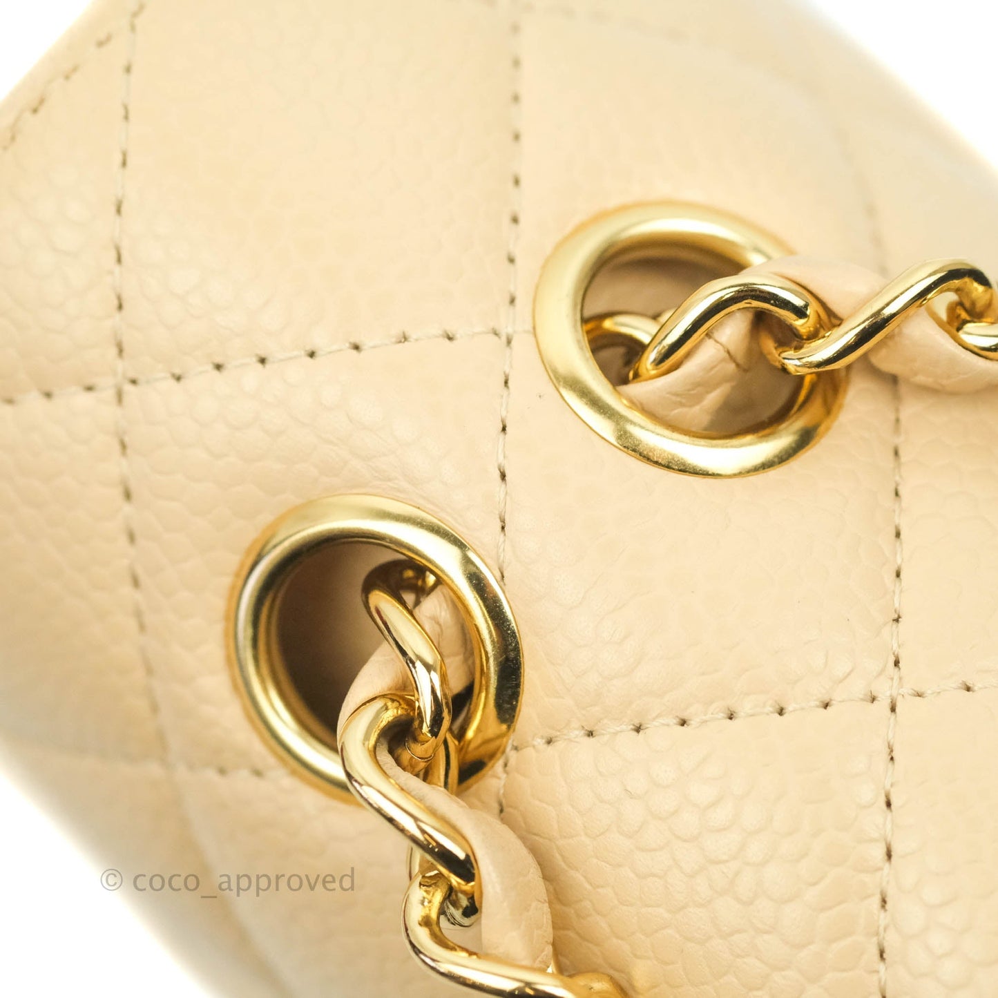 Chanel Classic M/L Medium Flap Quilted Beige Caviar Gold Hardware