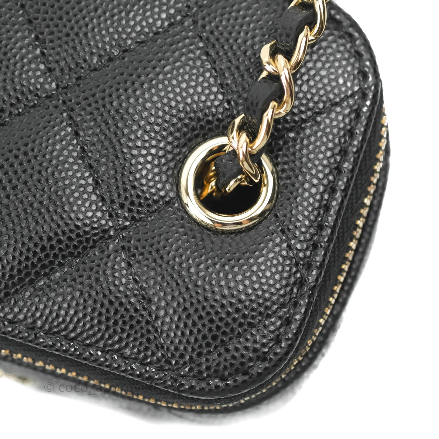 Chanel Mini Vanity With Chain Black Caviar Gold Hardware
