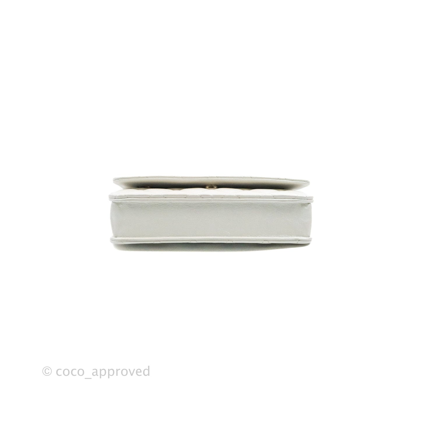 Chanel Quilted Classic Wallet on Chain WOC Iridescent White Lambskin Gold Hardware