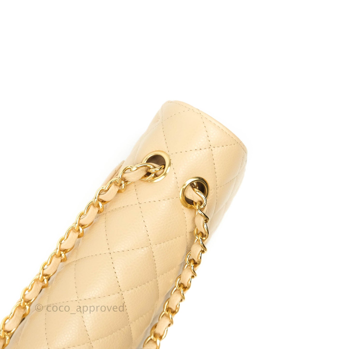 Chanel Classic M/L Medium Double Flap Beige Caviar Gold Hardware