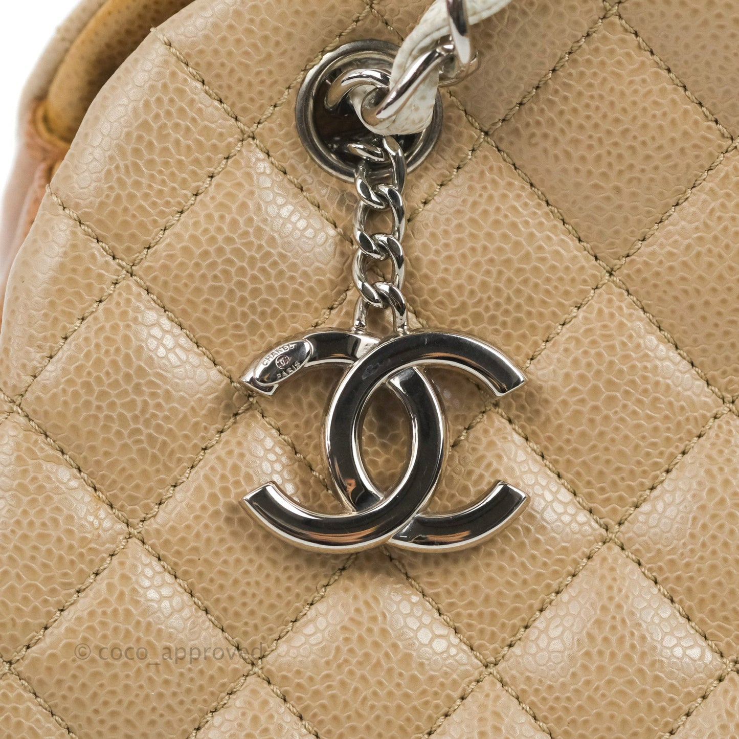 Chanel Medium Mademoiselle Bowling Beige/Brown Caviar Silver Hardware