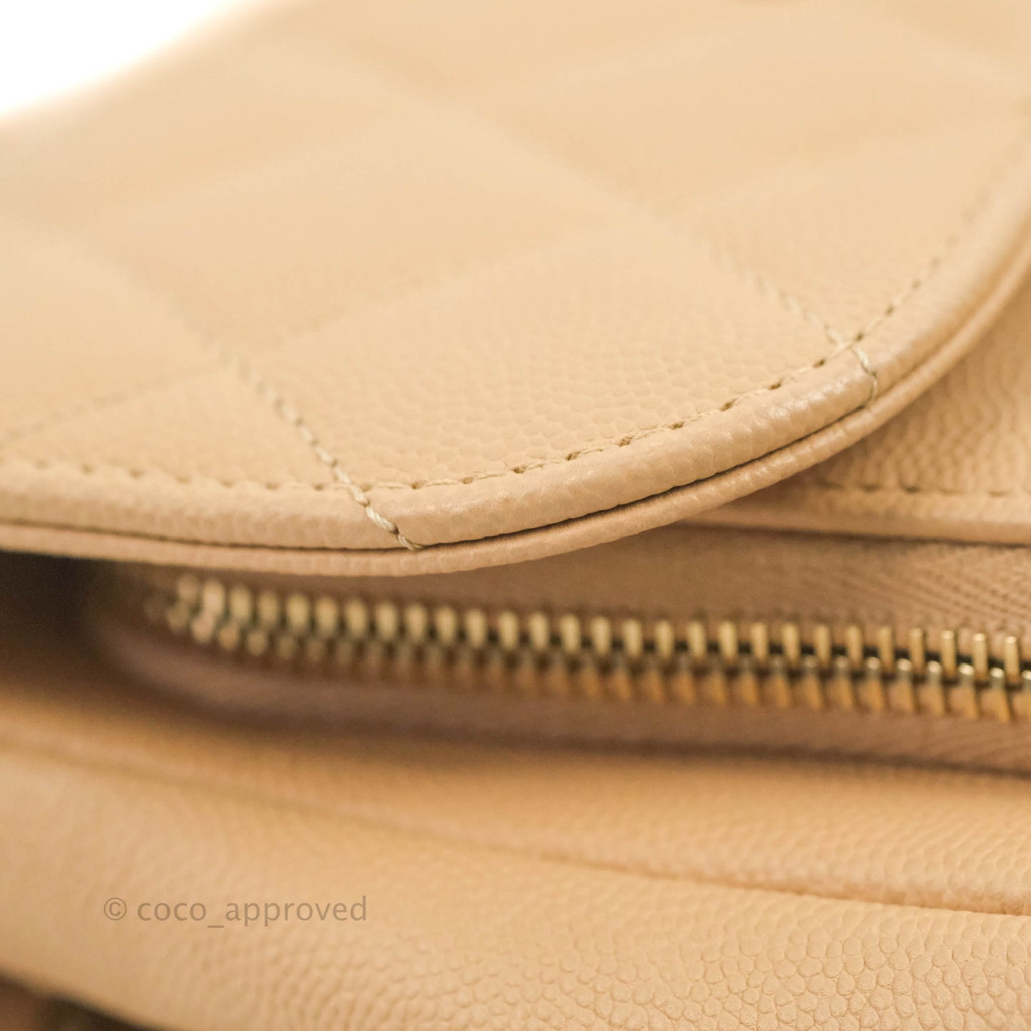 Chanel Quilted Small Business Affinity Flap Beige Caviar Gold Hardware