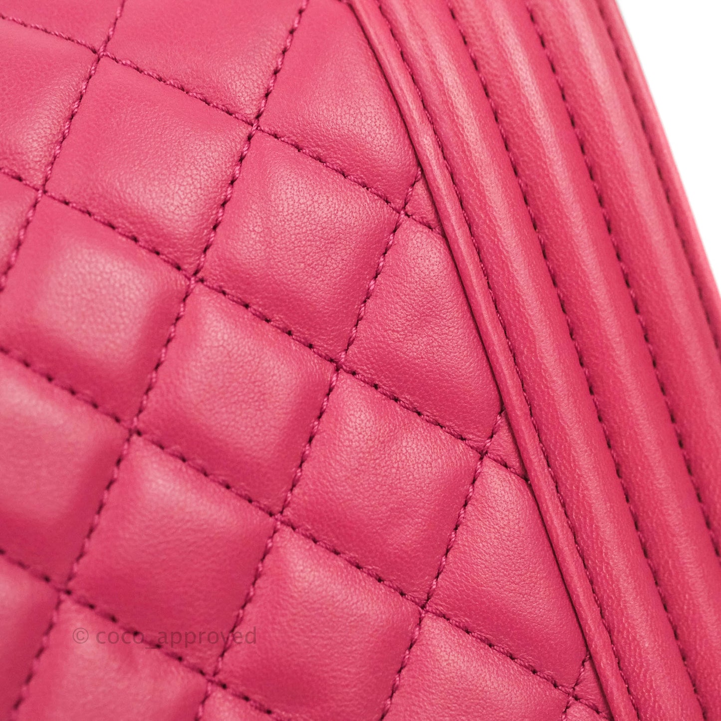 Chanel Quilted Medium Boy Dark Pink Calfskin Silver Hardware