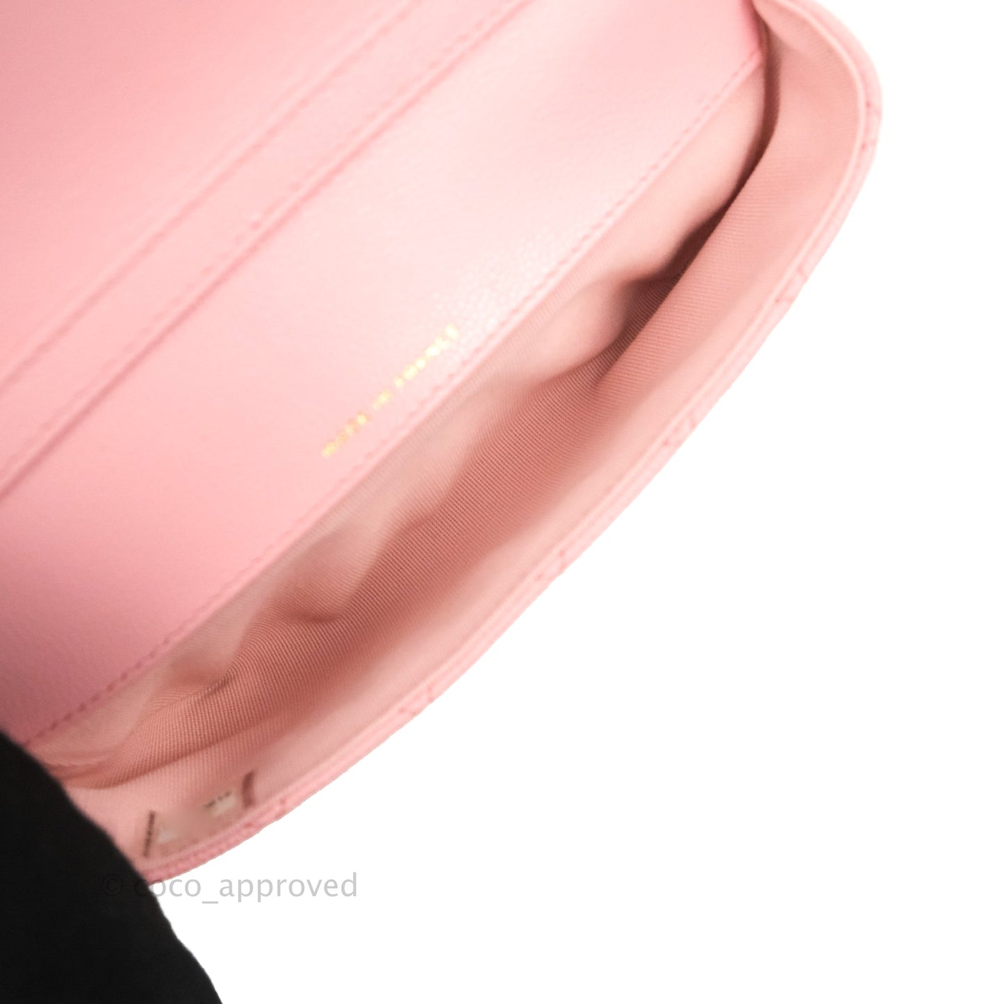 Chanel Quilted Glasses Case With Chain Pink Caviar Gold Hardware