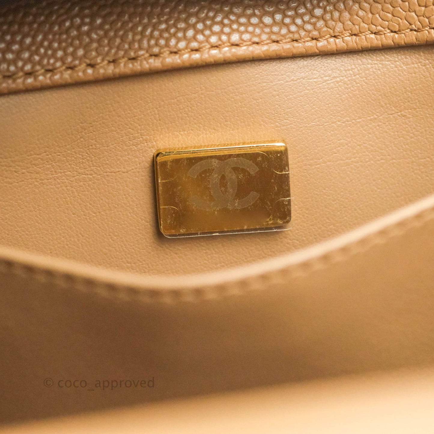 Chanel Quilted Medium Business Affinity Flap Caramel Dark Beige Caviar Gold Hardware
