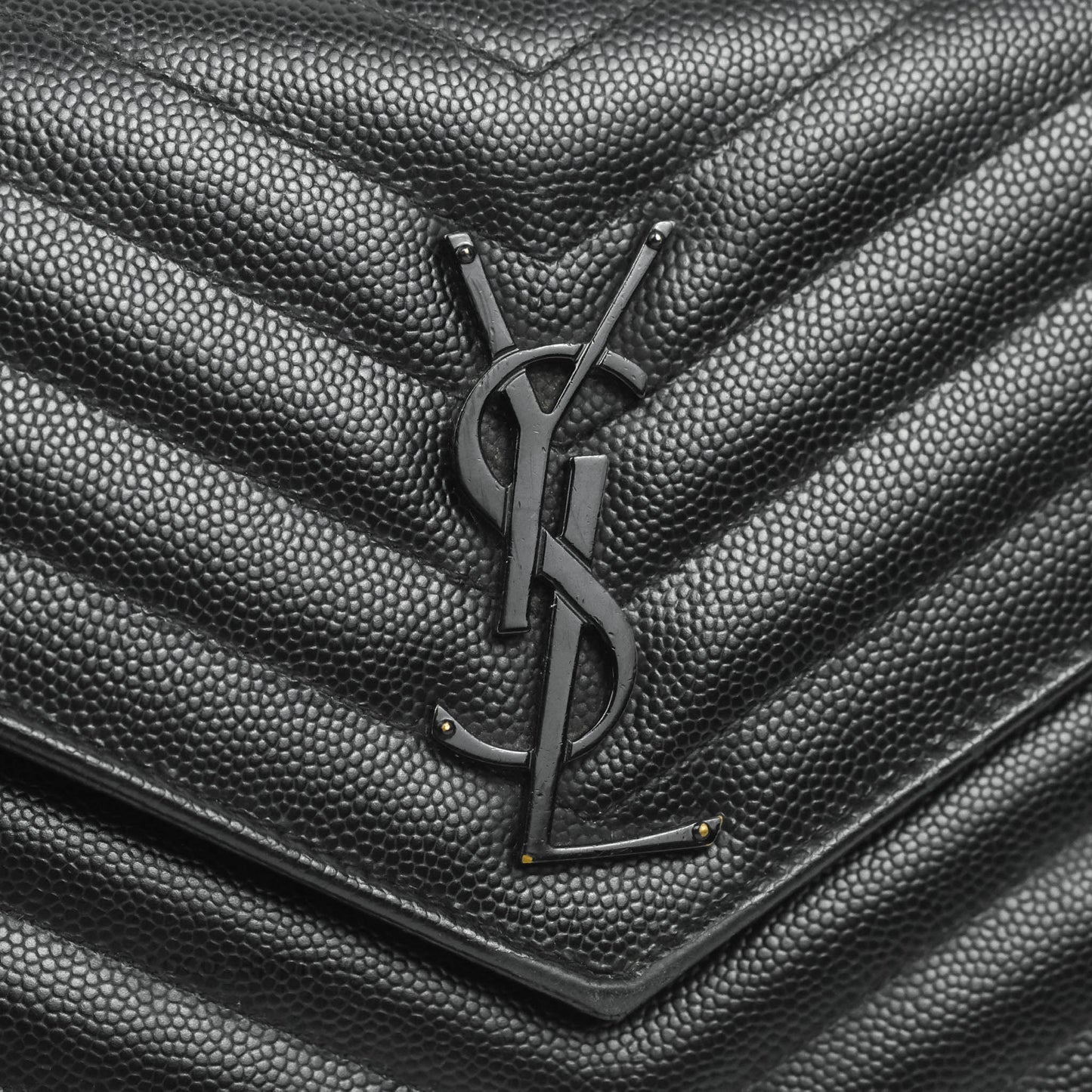 Saint Laurent Wallet on Chain Large Black Grained Leather So Black