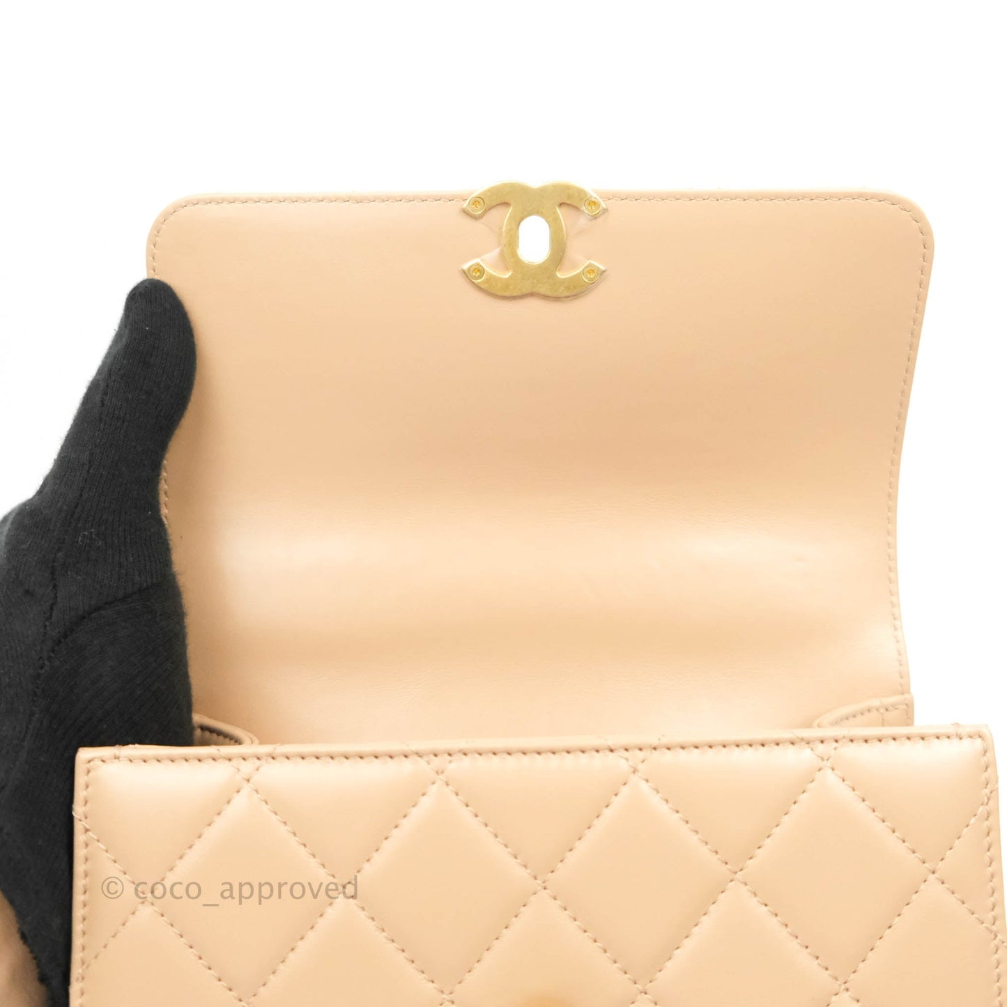 Chanel Quilted Mini Perfect Fit Adjustable Beige Calfskin Gold Hardware 21A