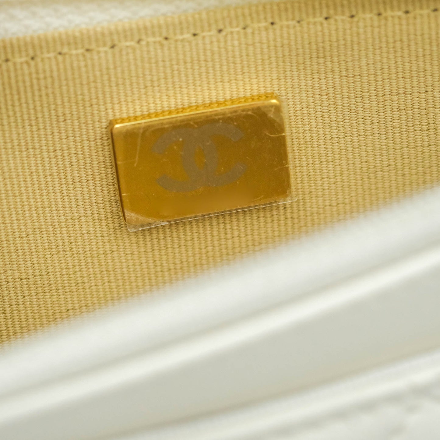 Chanel Quilted Pearl Crush Wallet on Chain WOC White Lambskin Aged Gold Hardware