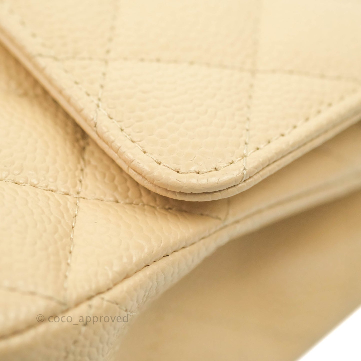 Chanel Classic M/L Medium Flap Quilted Beige Caviar Gold Hardware