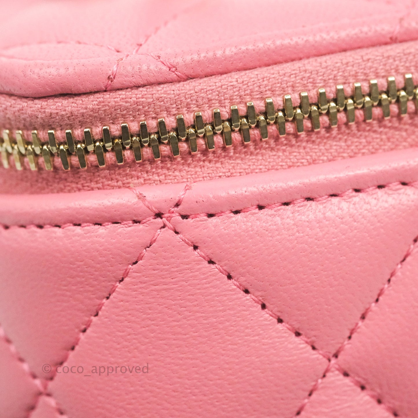 Chanel Vanity Rectangular Top Handle Pink Lambskin Gold Hardware