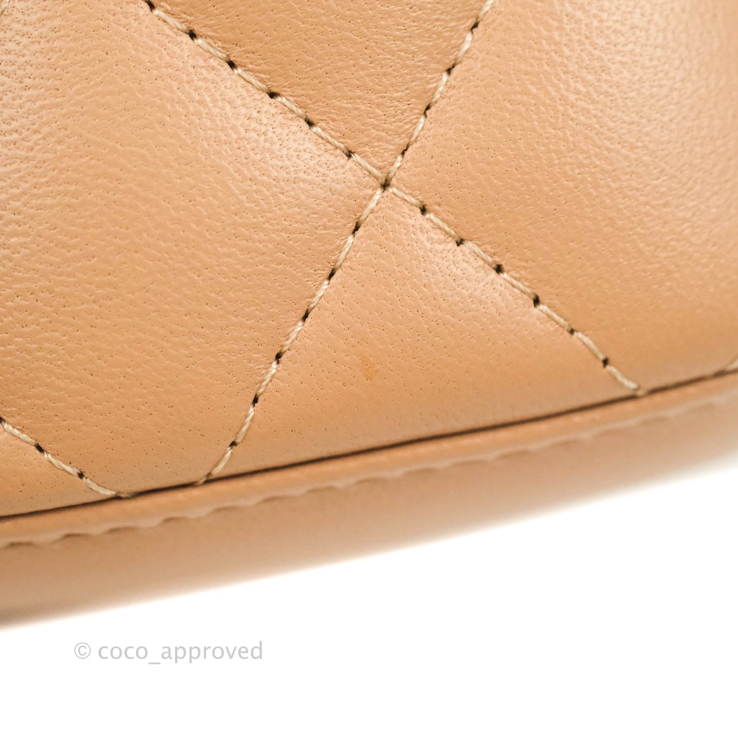 Chanel Mini Top Handle Vanity With Chain Beige Lambskin Aged Gold Hardware