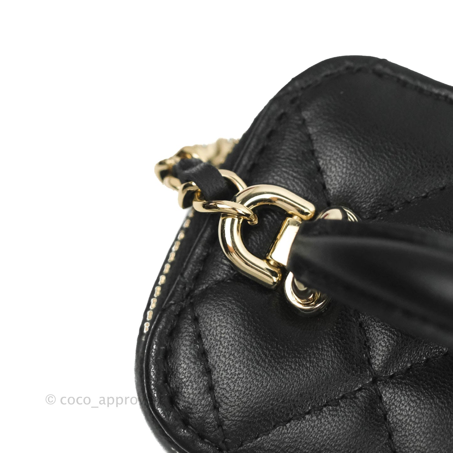 Chanel Mini Top Handle Vanity With Chain Black Lambskin Gold Hardware