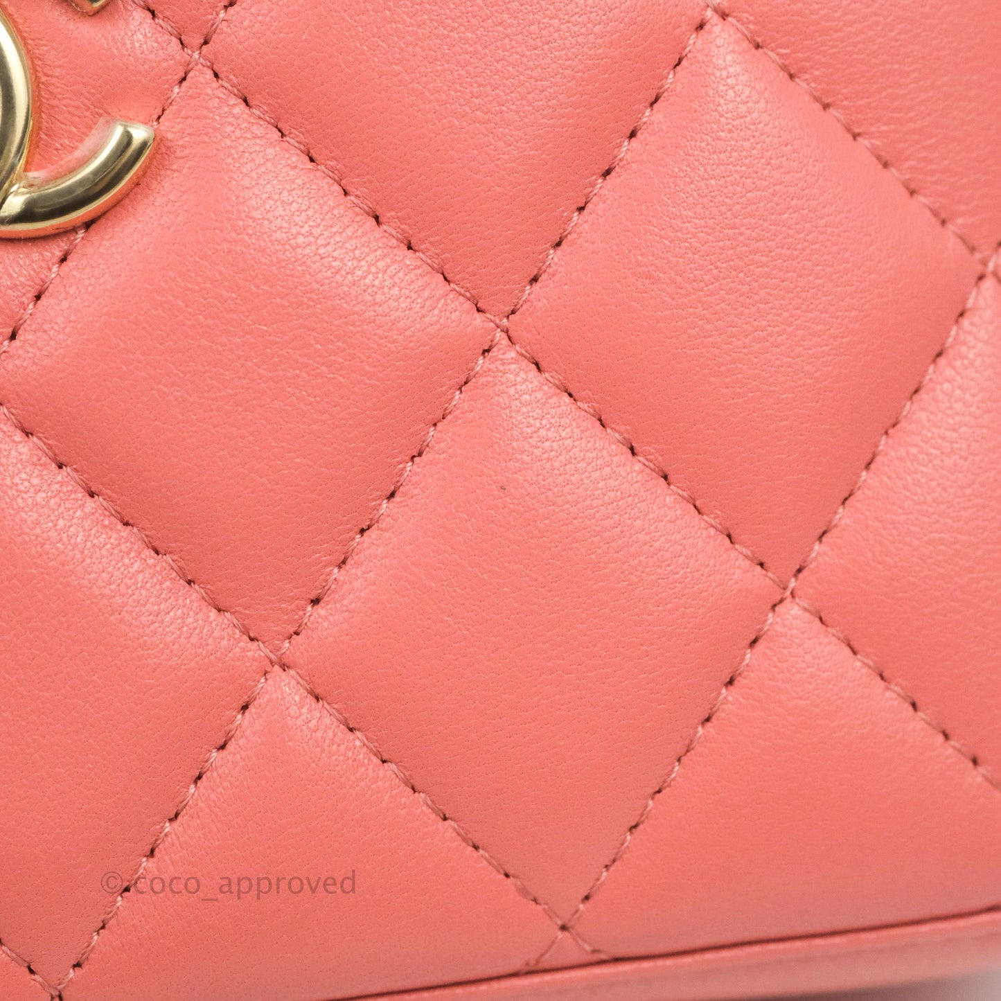 Chanel Vanity Rectangular Top Handle Pink Lambskin Gold Hardware