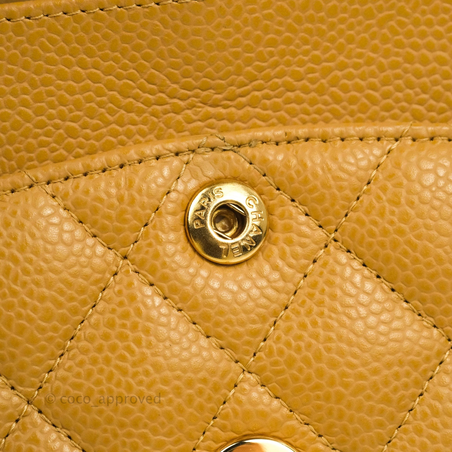 Chanel S/M Small Classic Quilted Flap Dark Beige Caviar 24K Gold Hardware
