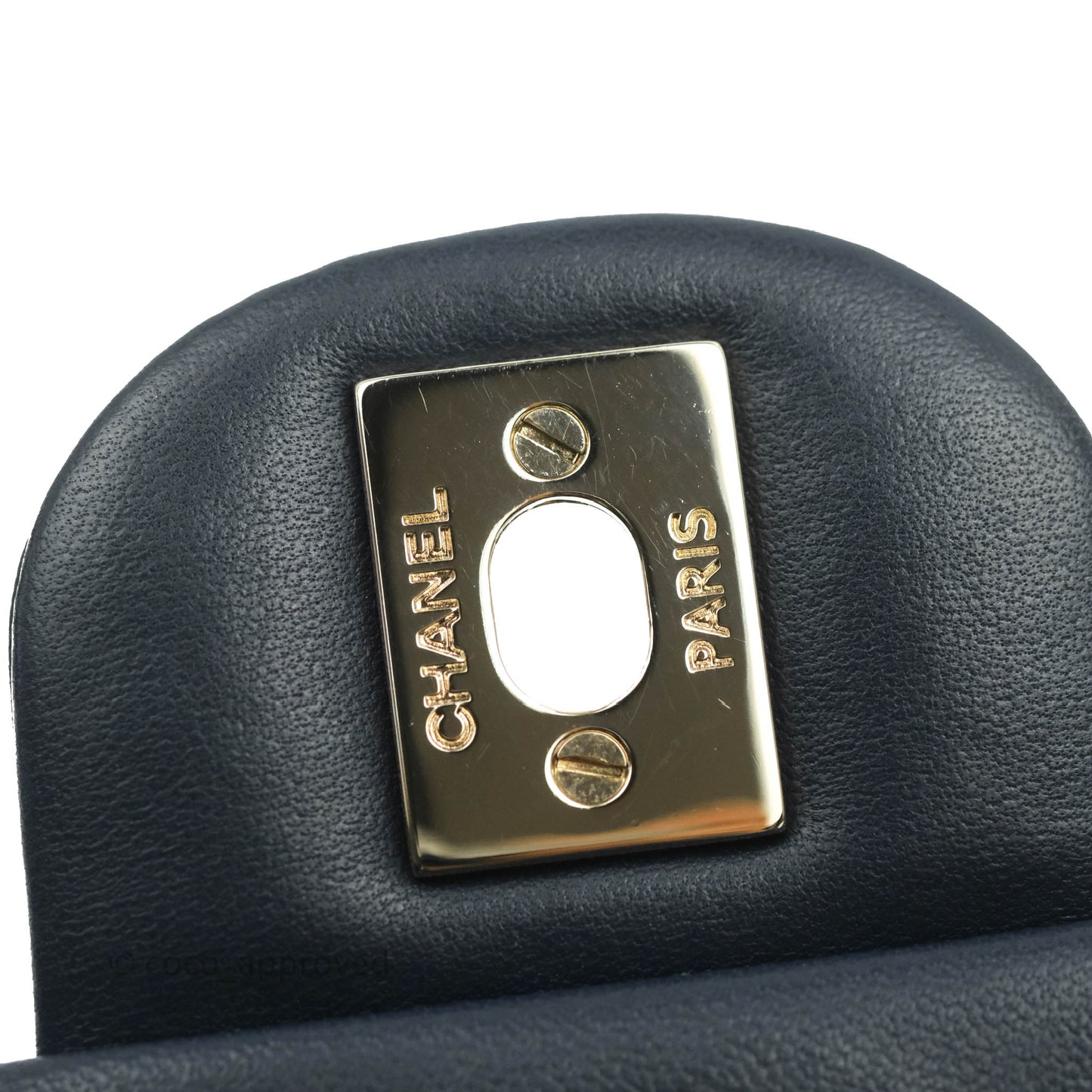 Chanel Quilted Mini Rectangular Flap Navy Lambskin Gold Hardware