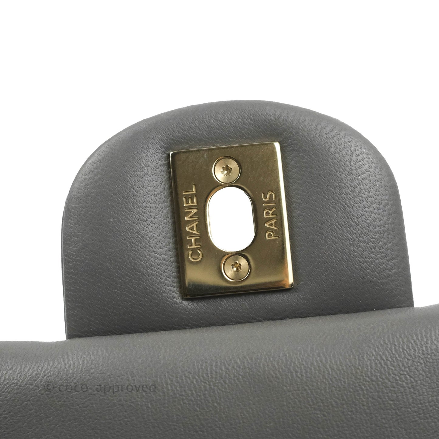 Chanel Quilted Mini Square Grey Lambskin Gold Hardware
