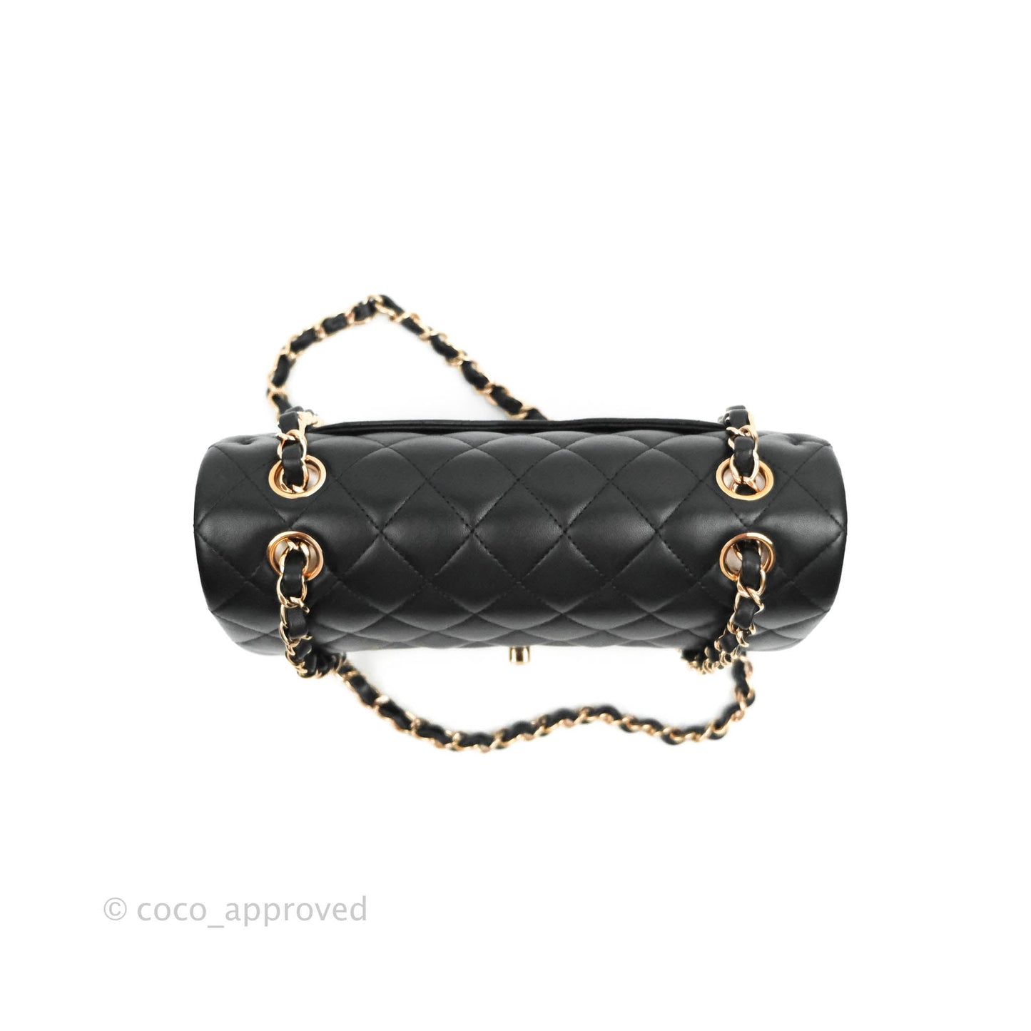 Chanel Classic Small S/M Flap Black Lambskin Rose Pink-Gold Hardware