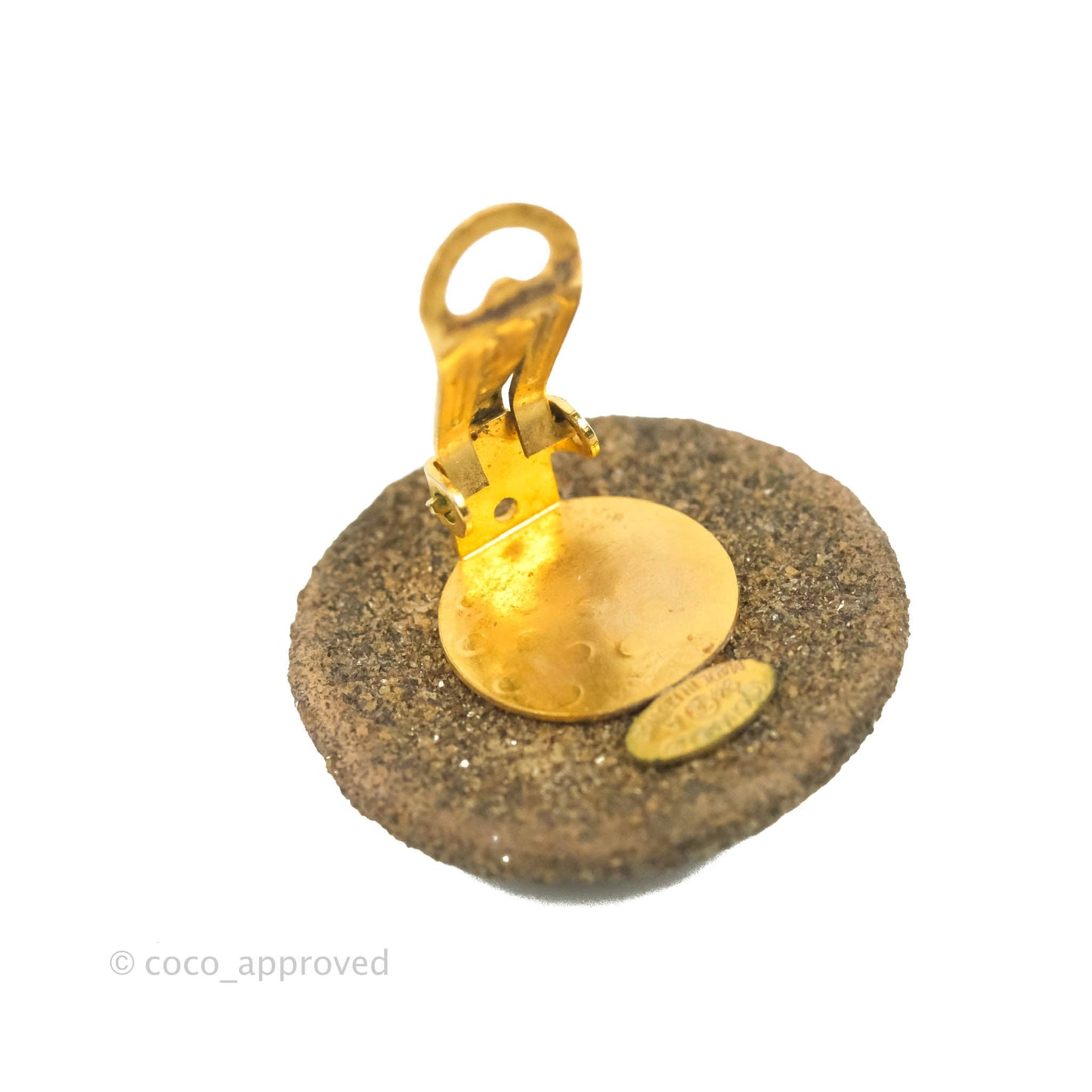 Chanel Vintage CC Round Earrings Clip On Gold Tone
