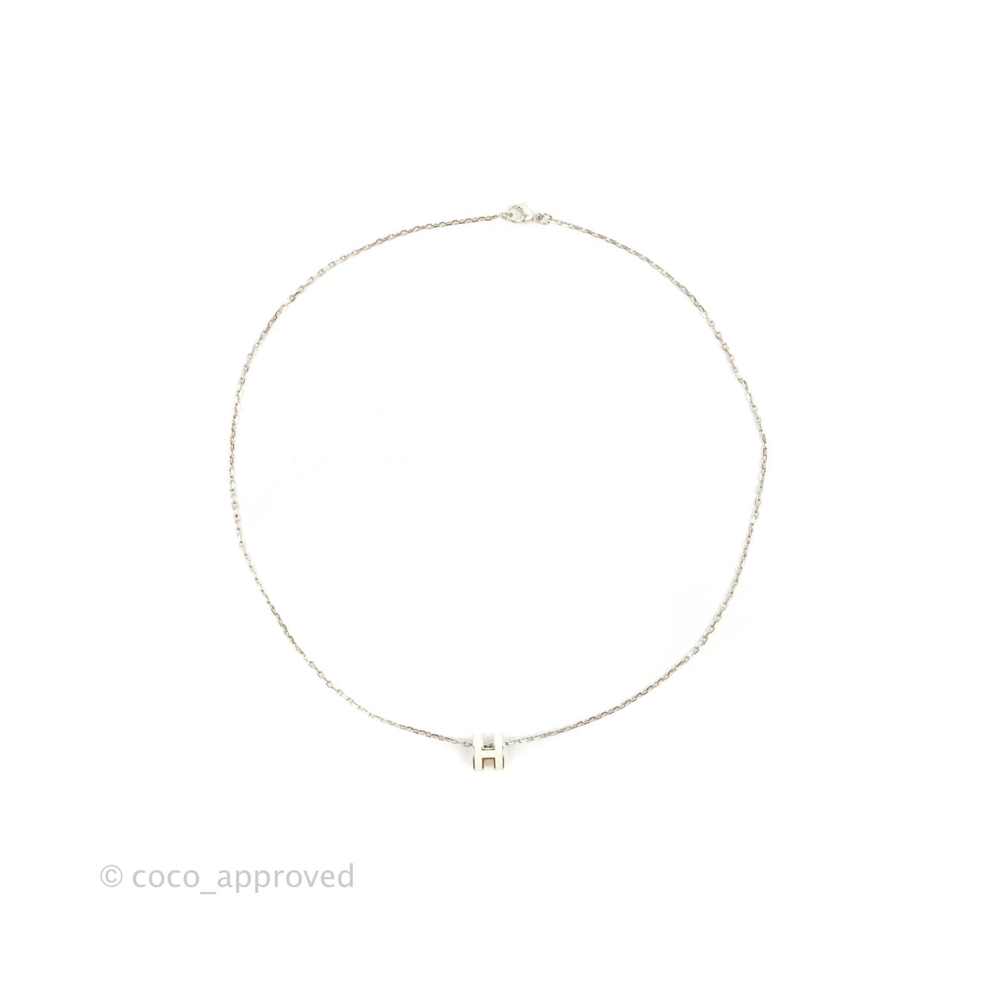 Hermès Mini Pop H White Pendant Necklace Silver Hardware