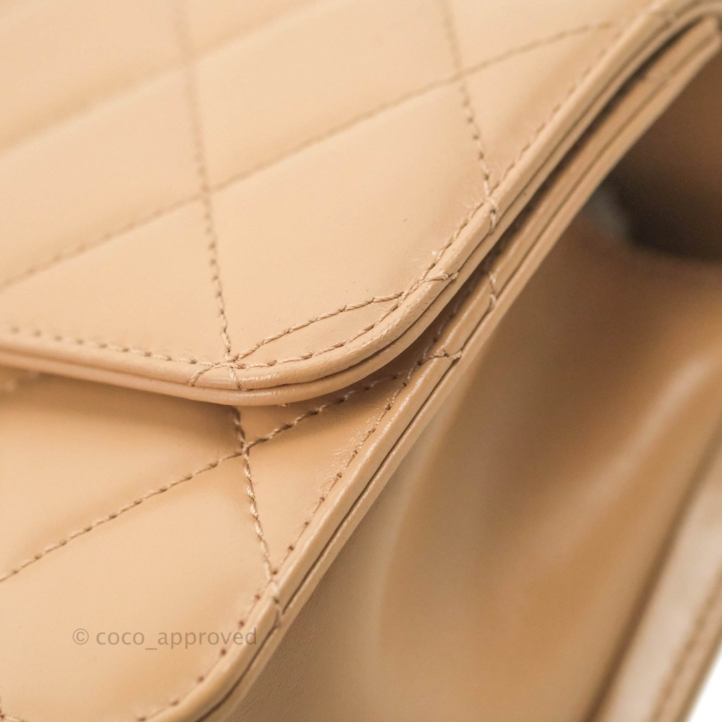 Chanel Quilted Perfect Fit Adjustable Beige Calfskin Gold Hardware 21A