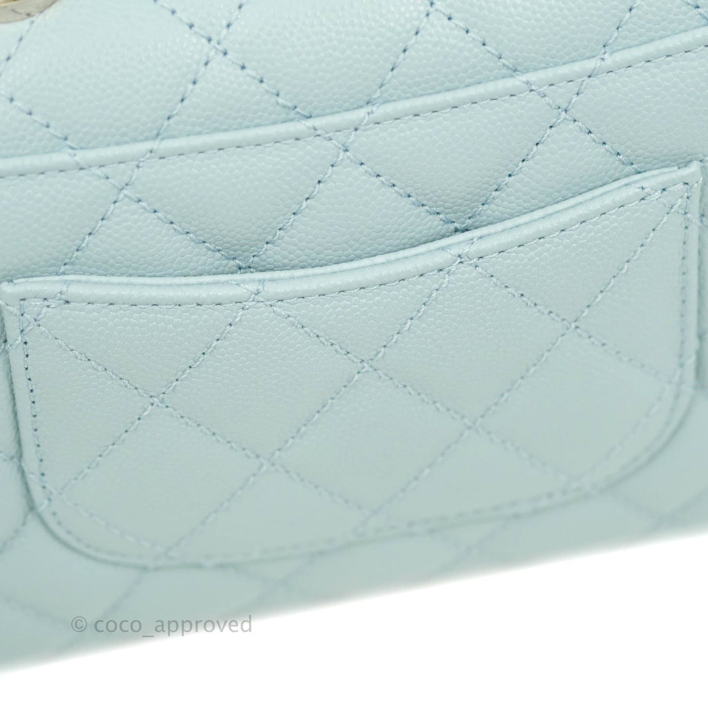 Chanel Mini Coco Handle Quilted Light Blue Caviar Gold Hardware