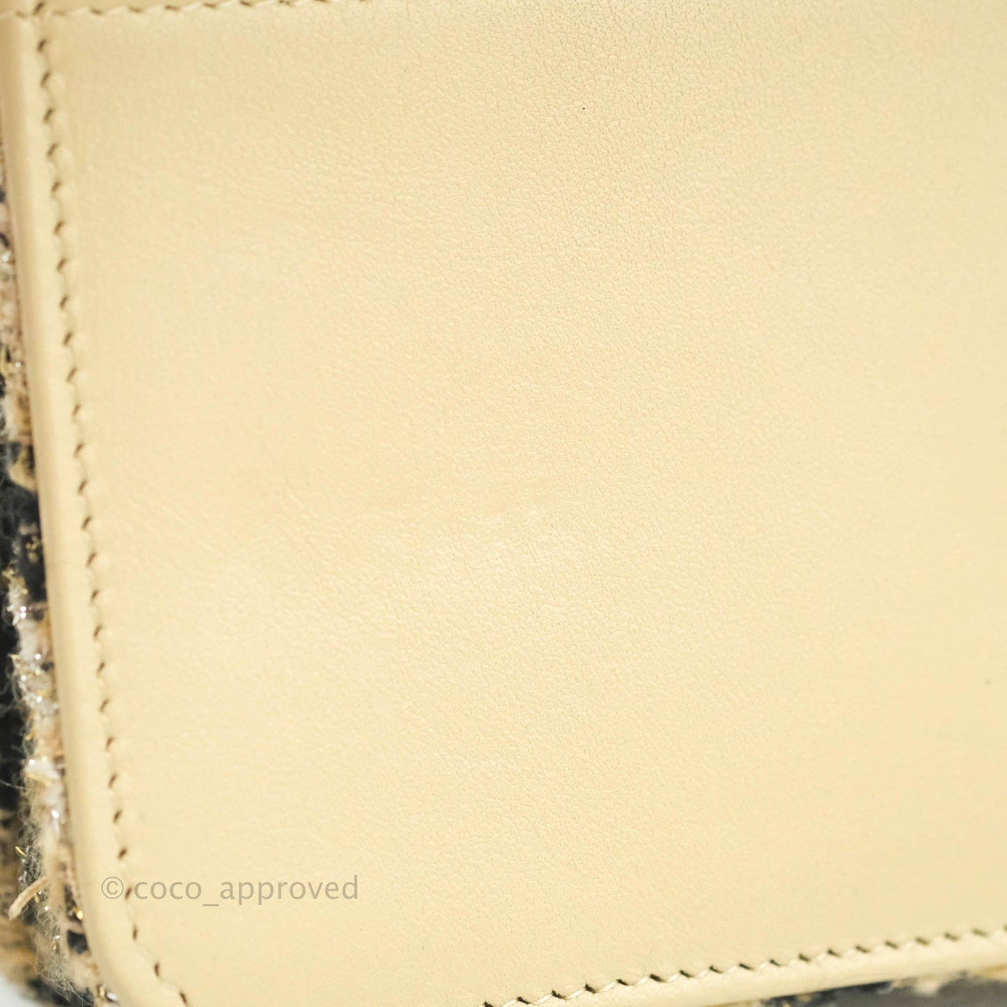 Chanel Wallet On Chain WOC Houndstooth Beige Black Tweed Gold Hardware