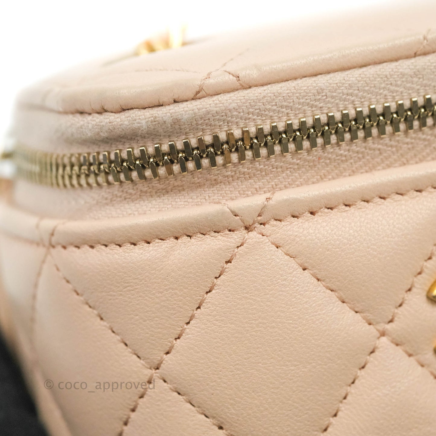 Chanel Classic Mini Pearl Crush Vanity With Chain Light Pink Lambskin Aged Gold Hardware