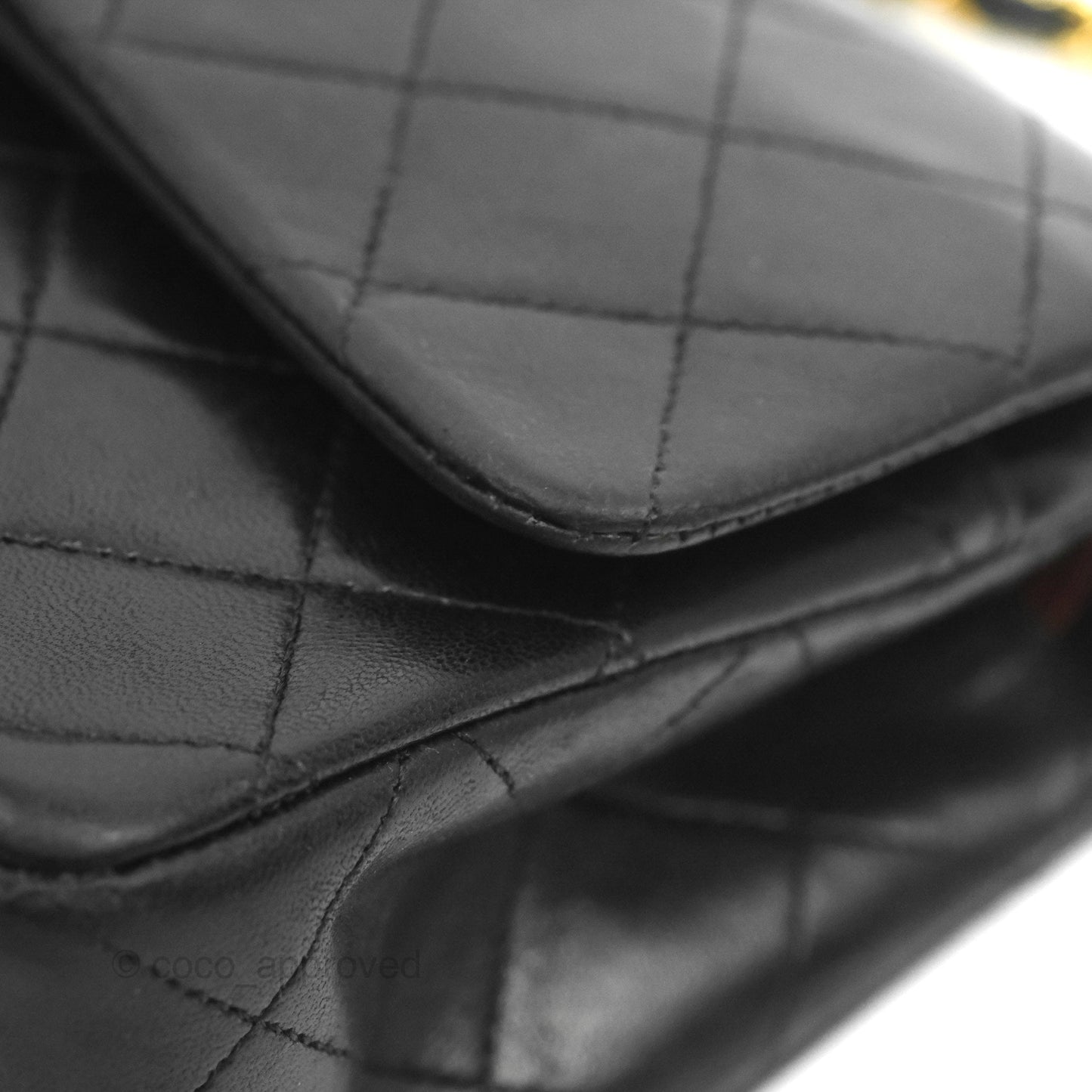 Chanel Classic Vintage Double Flap M/L Black Lambskin Gold Hardware