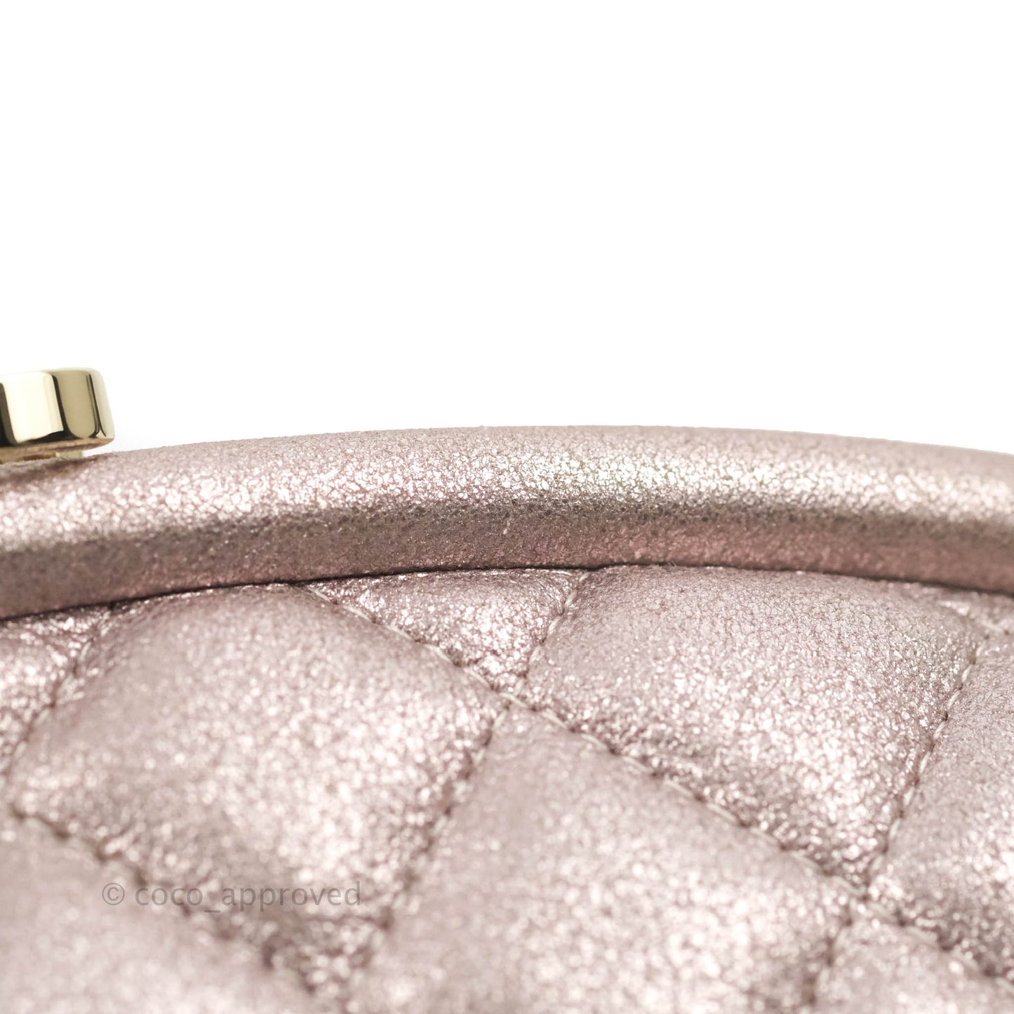 Chanel Quilted Timeless Kisslock Clutch Metallic Rose Gold Goatskin Silver Hardware