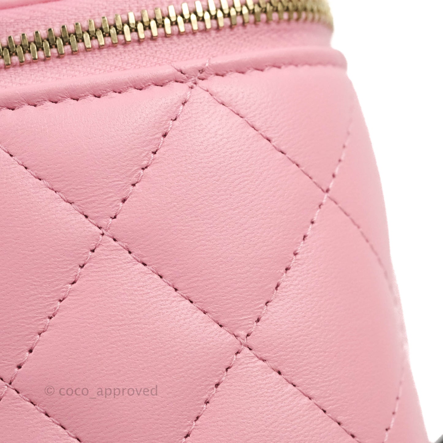 Chanel Vanity Rectangular with Top Handle Pick Me Up Pink Lambskin Aged Gold Hardware 22S