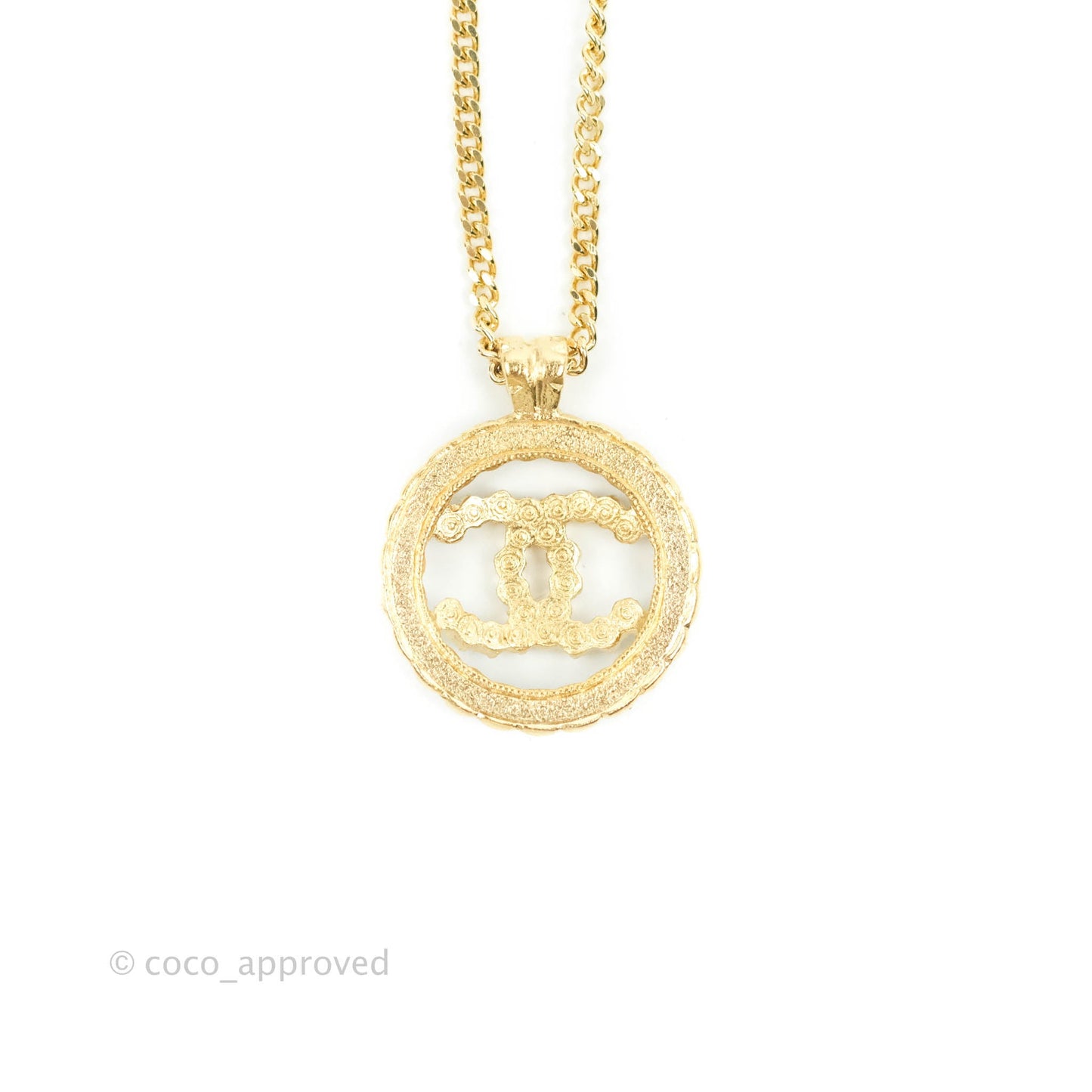 Chanel CC Pendant Necklace Gold Black White Crystal
