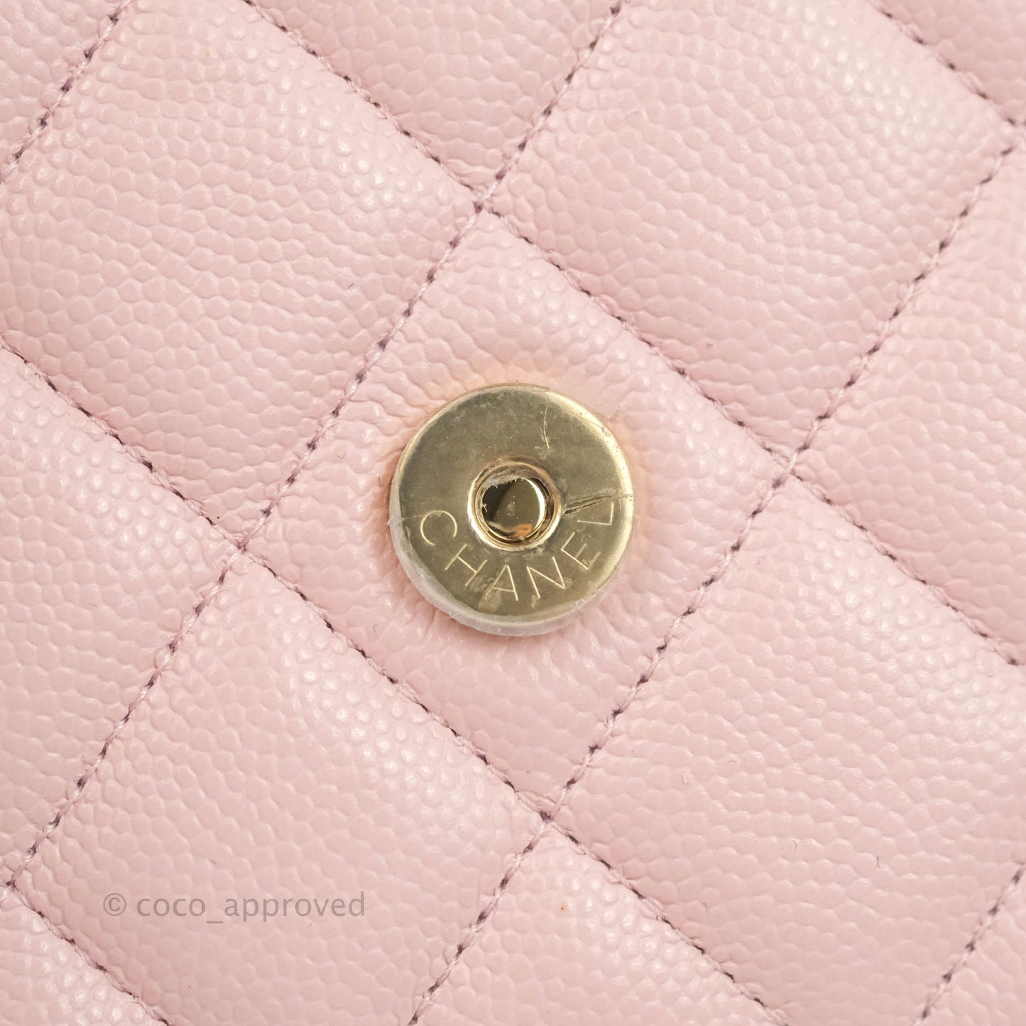 Chanel Quilted Classic Wallet on Chain WOC Light Pink Caviar Gold Hardware 22S