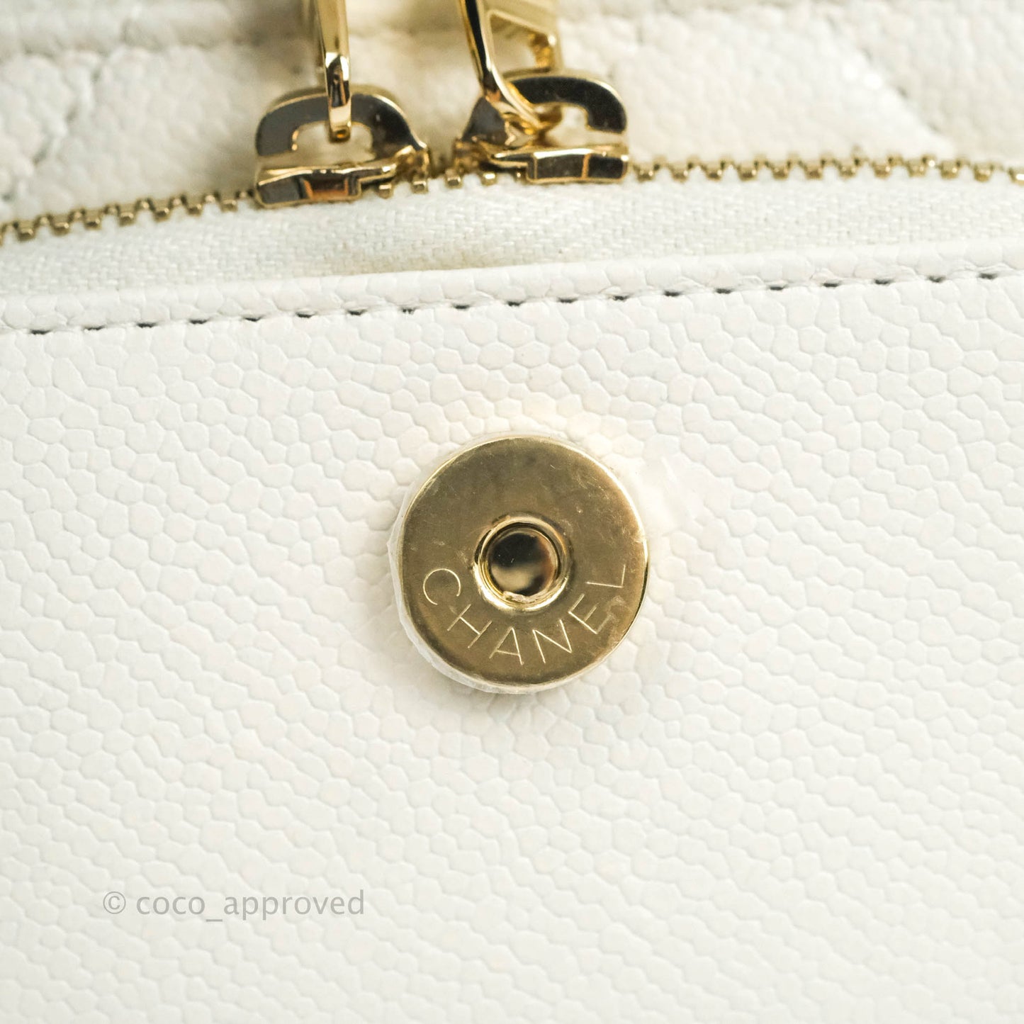 Chanel Business Affinity Clutch With Chain White Caviar Gold Hardware