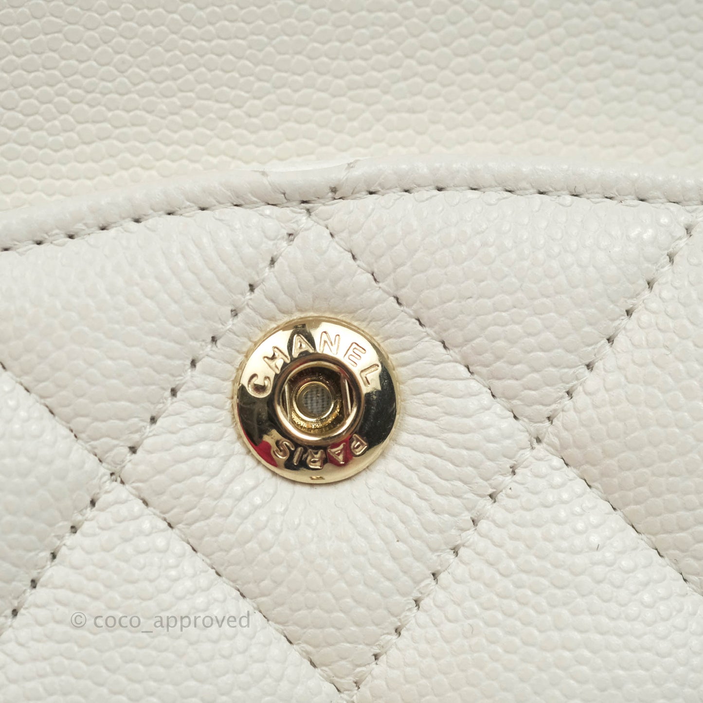 Chanel Small S/M Classic Quilted Flap White Caviar Gold Hardware