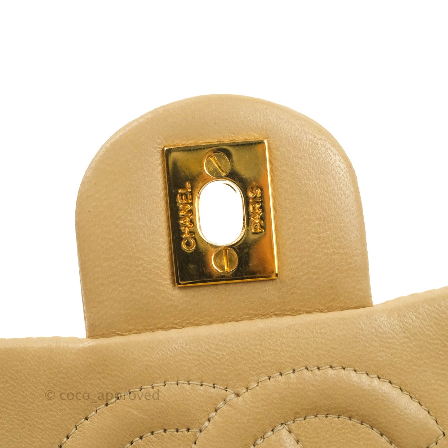 Chanel Vintage Mini Square Beige Lambskin 24K Gold Hardware