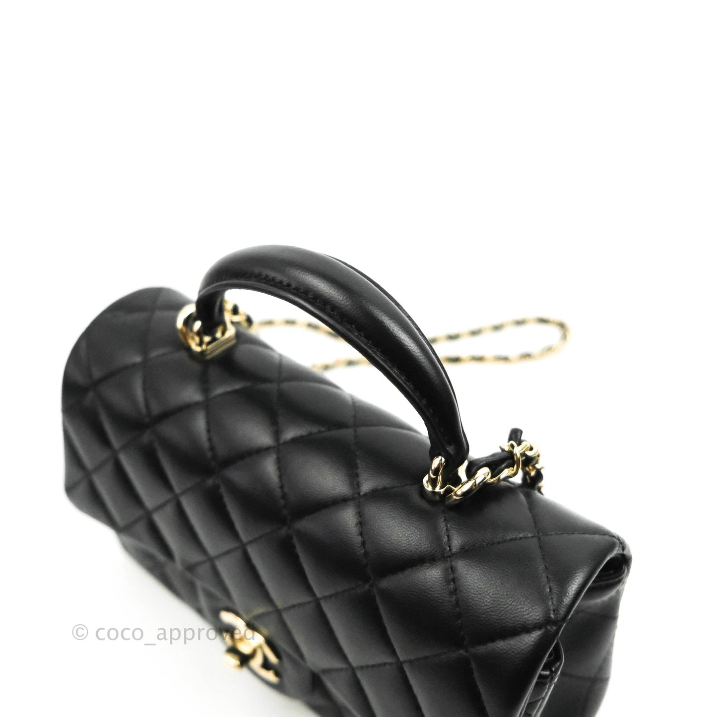Chanel Top Handle Mini Rectangular Flap Bag Black Lambskin Gold Hardware