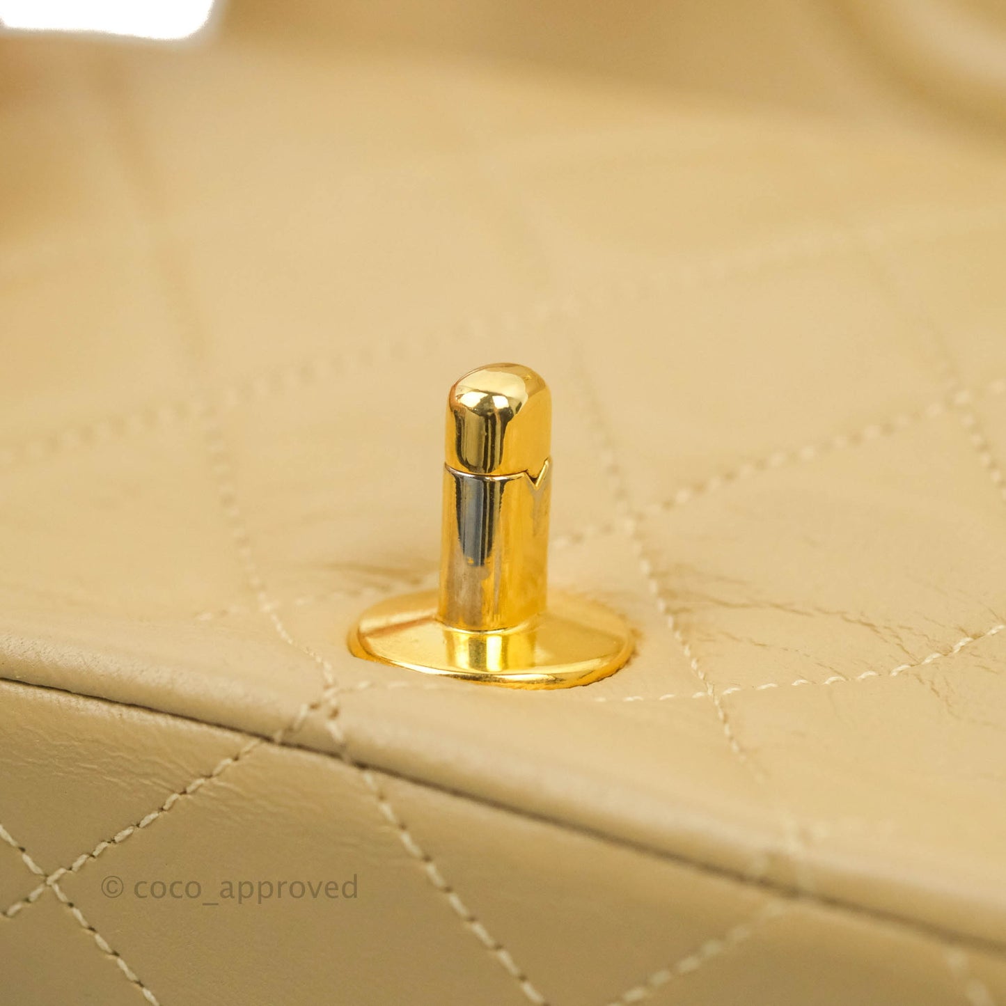 Chanel Vintage Small Single Full Flap Bag Beige Lambskin 24K Gold Hardware