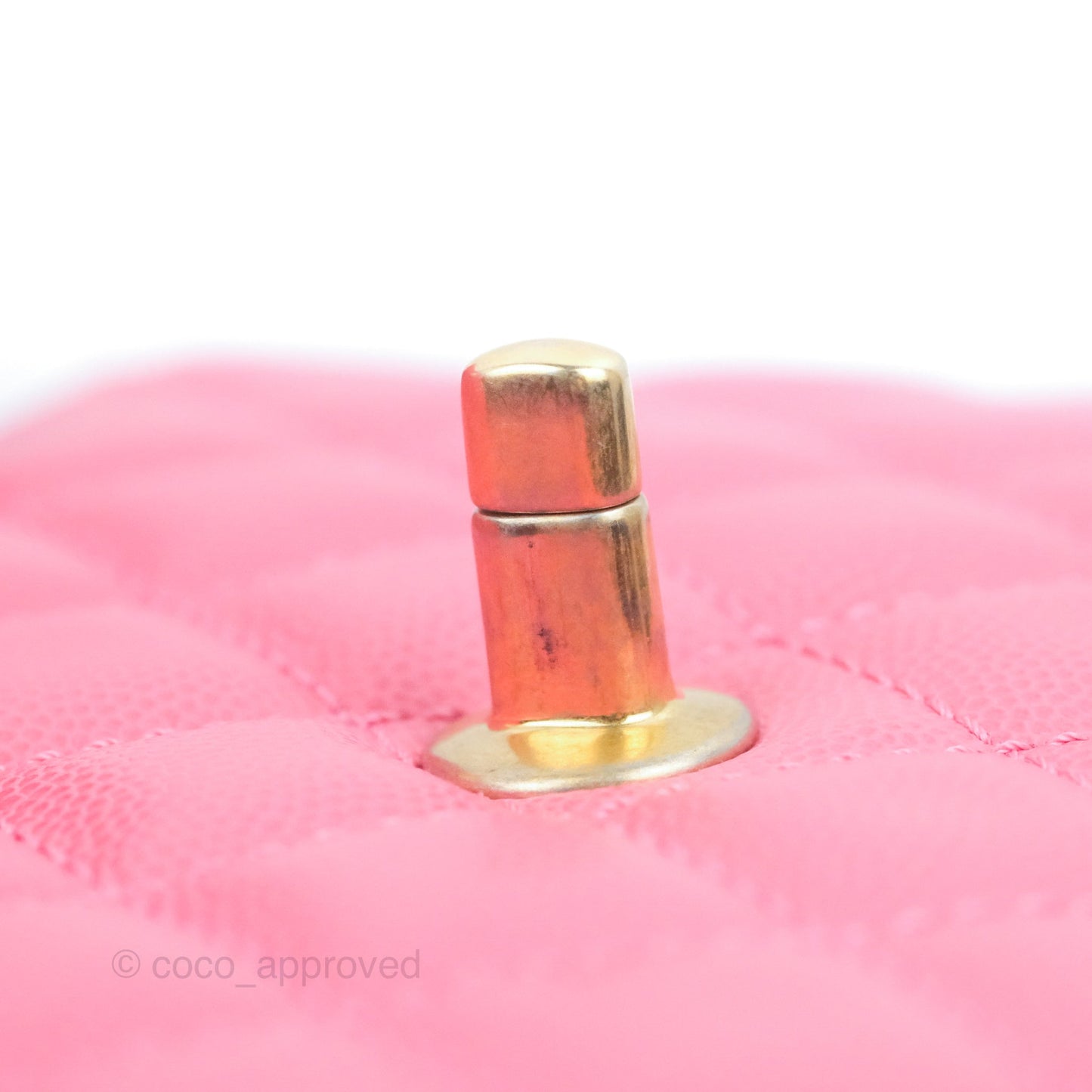 Chanel Small Coco Handle Quilted Pink Caviar Aged Gold Hardware Lizard Embossed Handle