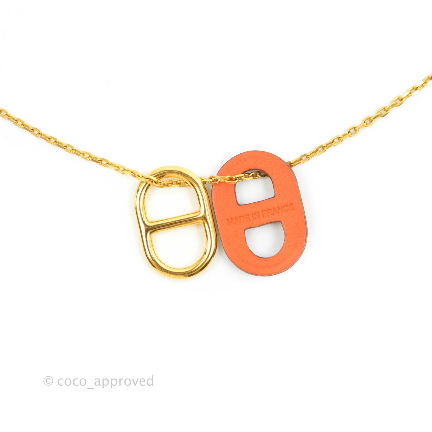 Hermès O'Maillon Pendant Orange Swift Gold Hardware