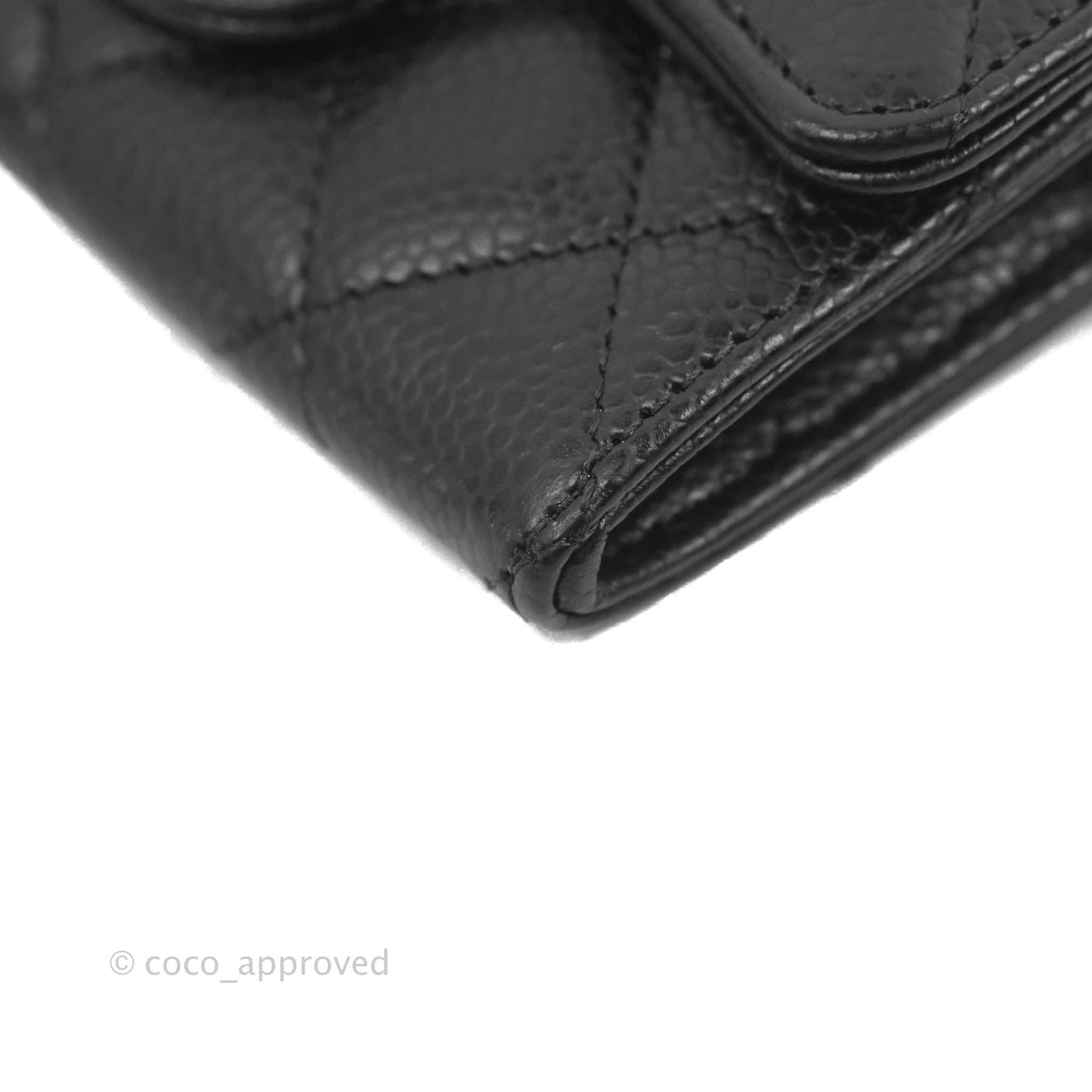 Chanel Quilted Flap Card Holder Black Caviar Gold Hardware
