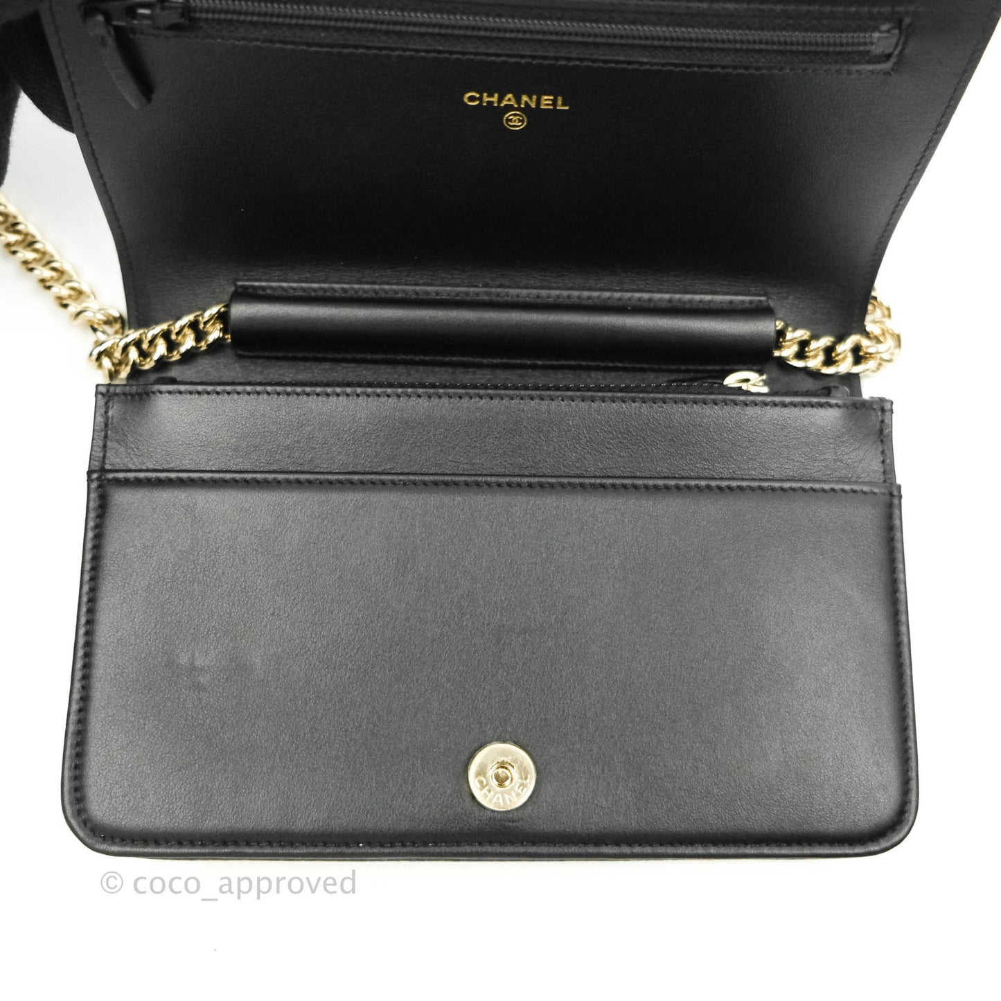 Chanel Quilted Boy Wallet on Chain WOC Black Caviar Gold Hardware