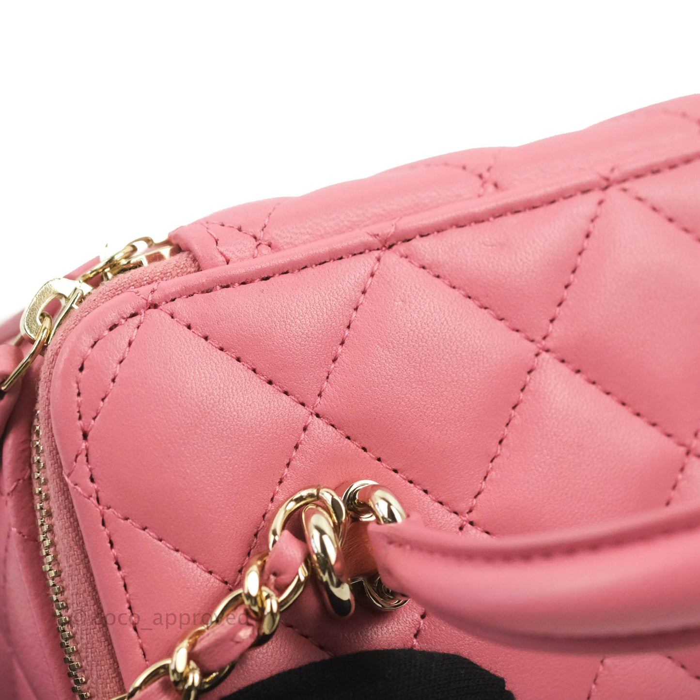 Chanel Vanity Rectangular Top Handle Pink Lambskin Gold Hardware