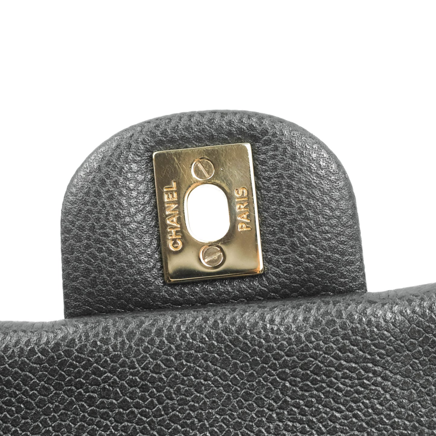 Chanel Quilted Mini Square Flap Bag Pearly Black Caviar Gold Hardware
