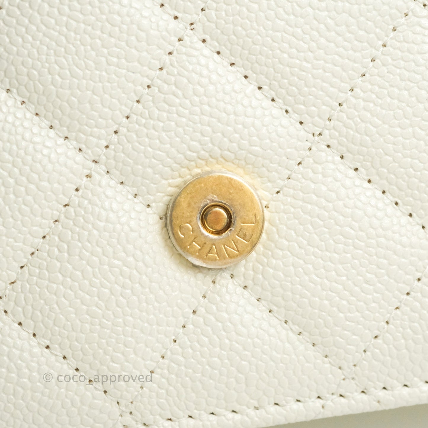 Chanel Quilted Wallet On Chain WOC Melody Ivory White Caviar Gold Hardware