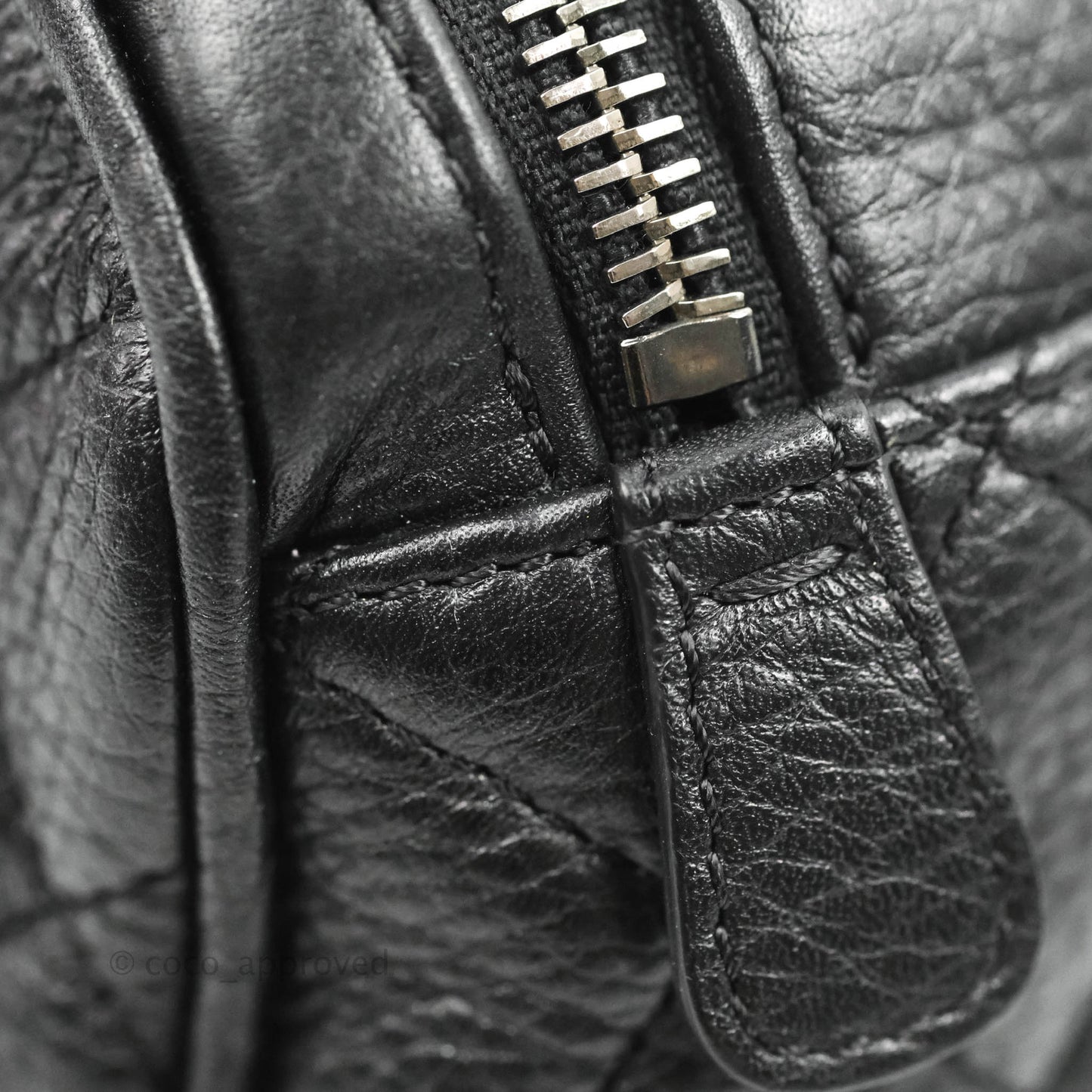 Chanel Quilted Airline Bowling Bag with Handle Black Calfskin Ruthenium Hardware
